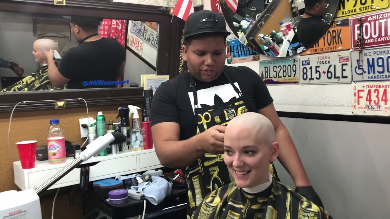 alexa savage recommends woman headshave in barbershop pic