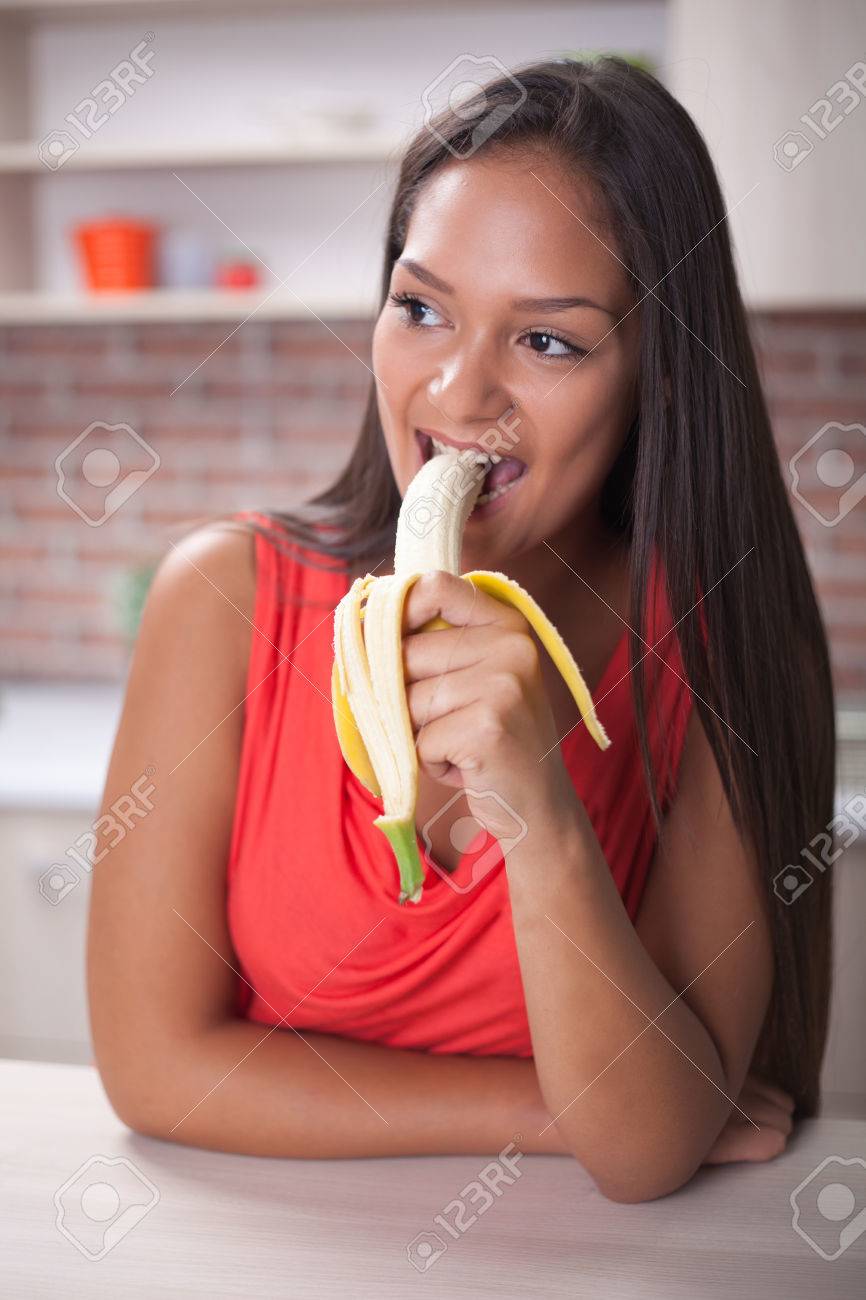 daisy anne add woman eating banana picture photo
