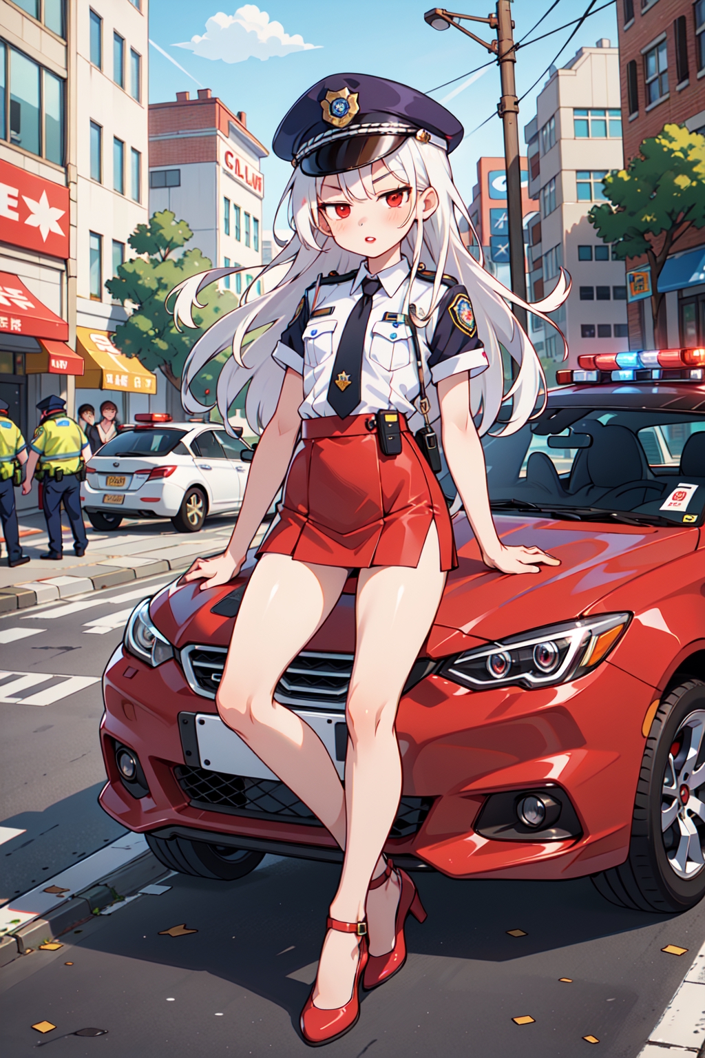 anime girl in police car