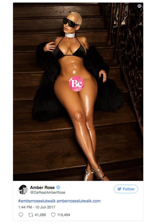 amber rose shows pussy