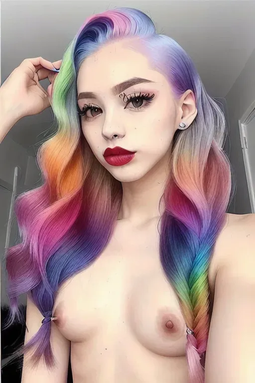 aini amoy recommends Nude Girl Rainbow Hair