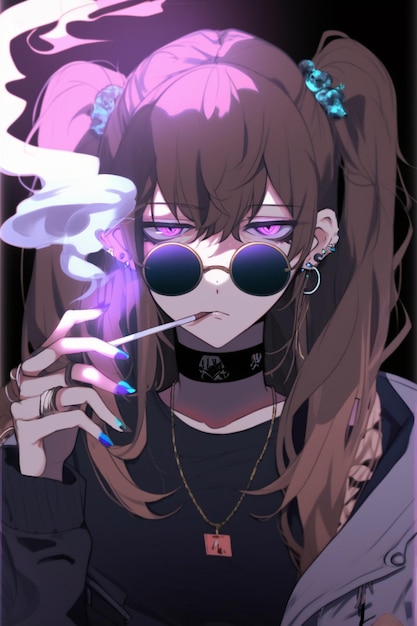 anime girl smoking