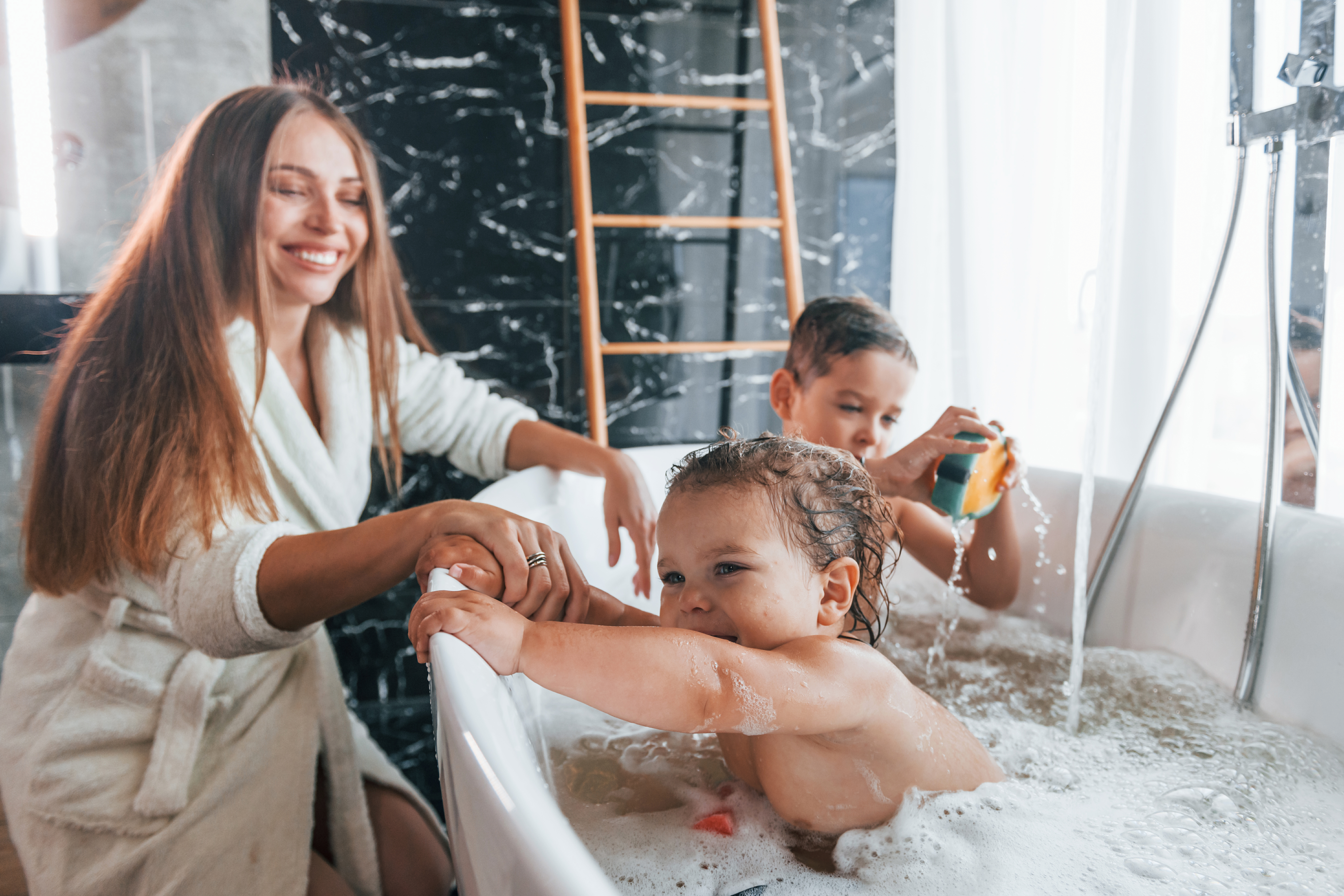 Mom Helps Son Bath married woman