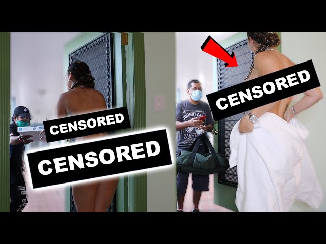 girl ordering pizza naked prank