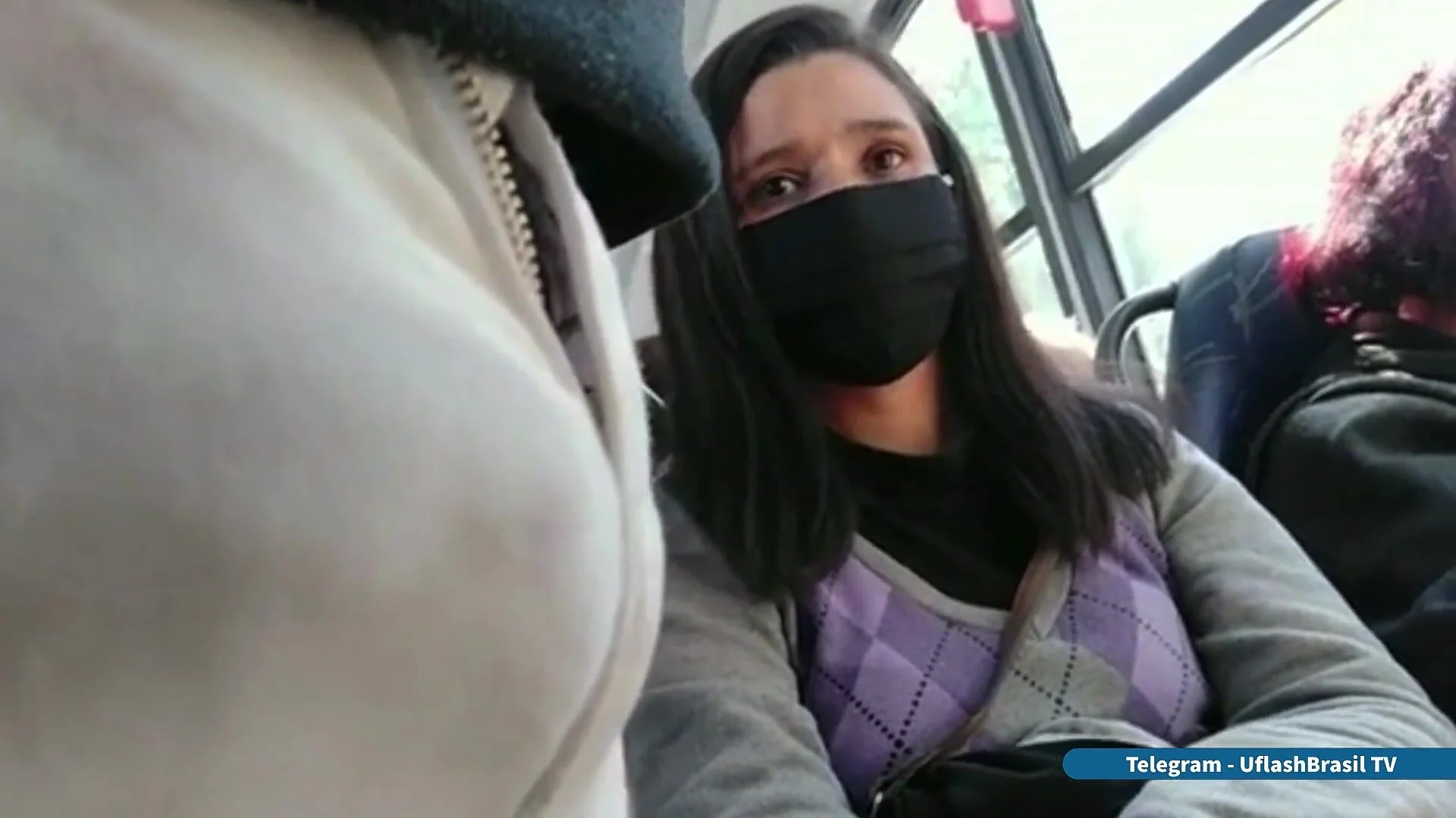 girls flashing on bus