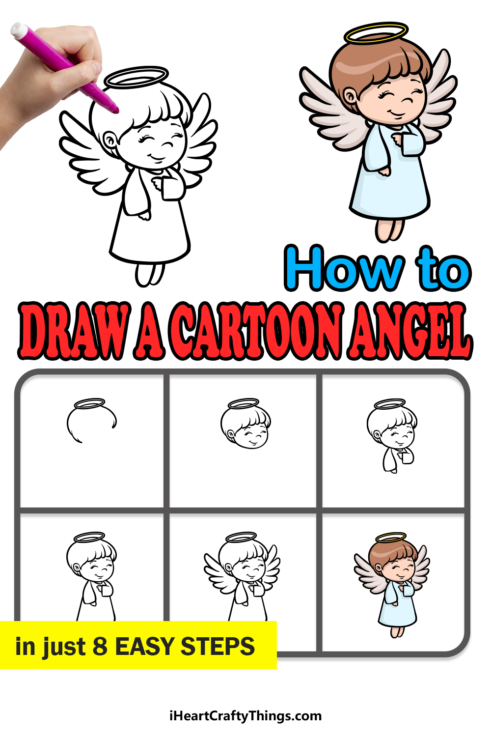how to draw cartoon angel