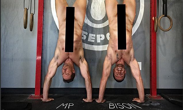 naked man upside down
