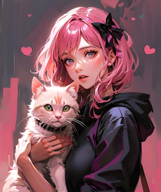 crystal mercier add pink haired cat girl photo